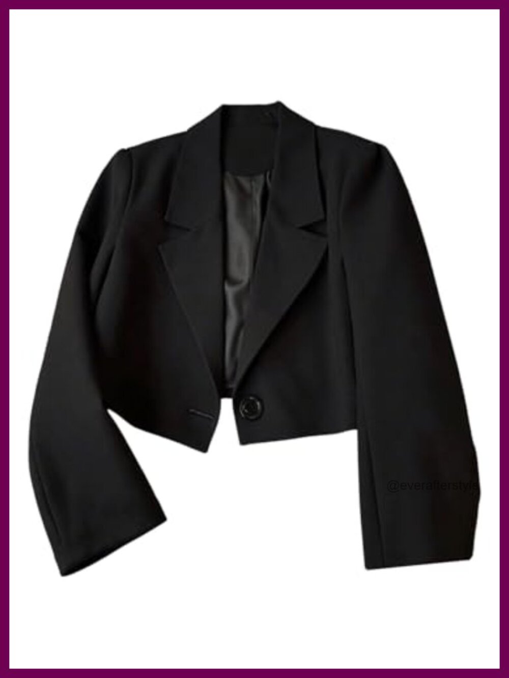 Cropped Blazer Suit Jacket One Button Open Front Lapel Women's